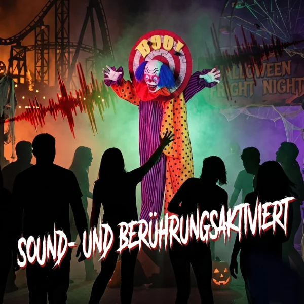 167 Cm Lebensgroße Animierte Halloween Clown Deko Mit Sound & Berührungsaktivierung