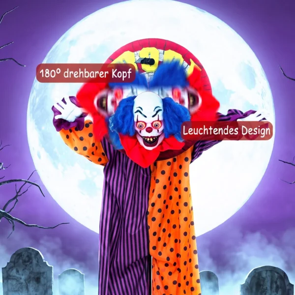 167 Cm Lebensgroße Animierte Halloween Clown Deko Mit Sound & Berührungsaktivierung