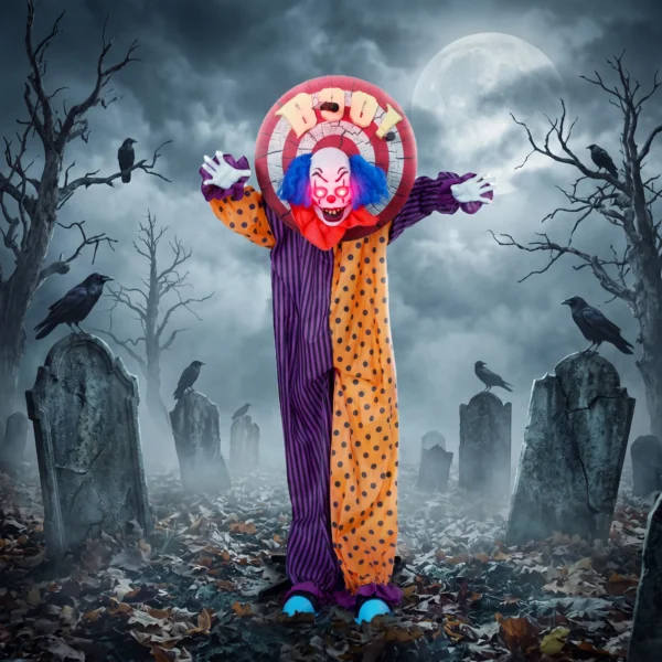 167 Cm Lebensgroße Animierte Halloween Clown Deko Mit Sound & Berührungsaktivierung