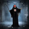 170 Cm Halloween Animierte Sensenmann Deko Mit Sound Und Berührungsaktivierung, Leuchtenden Augen Und Brustkorb