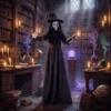 180 Cm Halloween Animierte Hexe Dekoration Lebensgroß Mit Leuchtenden Augen, Gruseliger Sound, Berührungsaktivierung