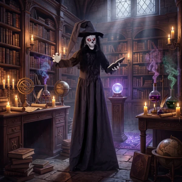 180 Cm Halloween Animierte Hexe Dekoration Lebensgroß Mit Leuchtenden Augen, Gruseliger Sound, Berührungsaktivierung