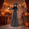 180 Cm Halloween Animierte Hexe Dekoration Lebensgroß Mit Leuchtenden Augen, Gruseliger Sound, Berührungsaktivierung