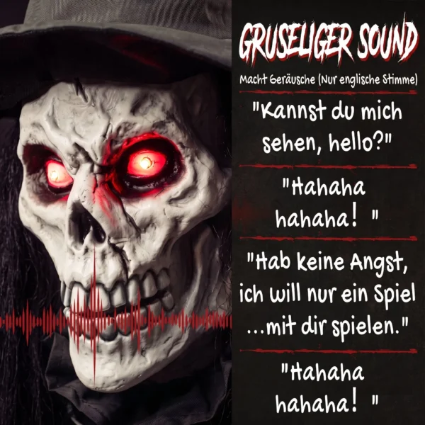 180 Cm Halloween Animierte Hexe Dekoration Lebensgroß Mit Leuchtenden Augen, Gruseliger Sound, Berührungsaktivierung