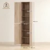 180 Cm Hoge Badkamerkast, Smalle Badkamerkast Met 2 Deuren, 4 Verstelbare Planken, Spaanplaat, MDF, Natuurhout