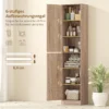 180 Cm Hoge Badkamerkast, Smalle Badkamerkast Met 2 Deuren, 4 Verstelbare Planken, Spaanplaat, MDF, Natuurhout