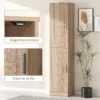 180 Cm Hoge Badkamerkast, Smalle Badkamerkast Met 2 Deuren, 4 Verstelbare Planken, Spaanplaat, MDF, Natuurhout