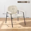 2 delige Set Woonkamerstoelen Van Chenille Met Gevormde Rugleuning, Metalen Frame, Crème