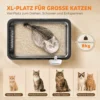 2 delige Set XL Roestvrijstalen Kattenbak Met Hoge Rand Deksel 60x40x30cm Halfopen Met 2 Scheppen, Voor Grote Katten Tot 8 Kg