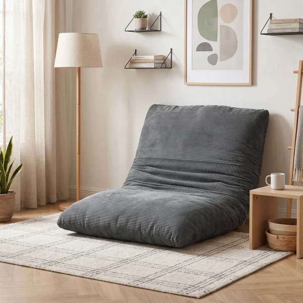 2 in 1 Bodensessel Aus Cord, Klappbares Bodensofa Zum Lesen, Gaming & Meditieren, Schlafsofa Für Schlafzimmer