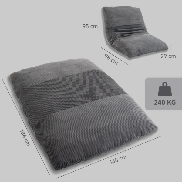 2 in 1 Bodensessel Aus Cord, Klappbares Bodensofa Zum Lesen, Gaming & Meditieren, Schlafsofa Für Schlafzimmer