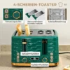 2 in 1 Broodrooster En Waterkoker Set, 7 Bruiningsniveaus, Ontdooi En Opwarmfunctie, Groen