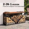 2 in 1 Haardhoutrek Voor Binnen 98 X 28 X 50 Cm Verhoogd Brandhoutrek Met Plank Scheidingswand Bijzettafel