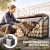 2 in 1 Haardhoutrek Voor Binnen 98 X 28 X 50 Cm Verhoogd Brandhoutrek Met Plank Scheidingswand Bijzettafel