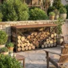 2 in 1 Haardhoutrek Voor Binnen 98 X 28 X 50 Cm Verhoogd Brandhoutrek Met Plank Scheidingswand Bijzettafel
