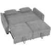 2 Sitzer Schlafsofa, 4 in 1 L förmiges Ausziehsofa Mit Verstellbarer Rückenlehne Und Seitentaschen, Grau