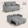 2 Sitzer Schlafsofa, 4 in 1 L förmiges Ausziehsofa Mit Verstellbarer Rückenlehne Und Seitentaschen, Grau