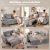 2 Sitzer Schlafsofa, 4 in 1 L förmiges Ausziehsofa Mit Verstellbarer Rückenlehne Und Seitentaschen, Grau