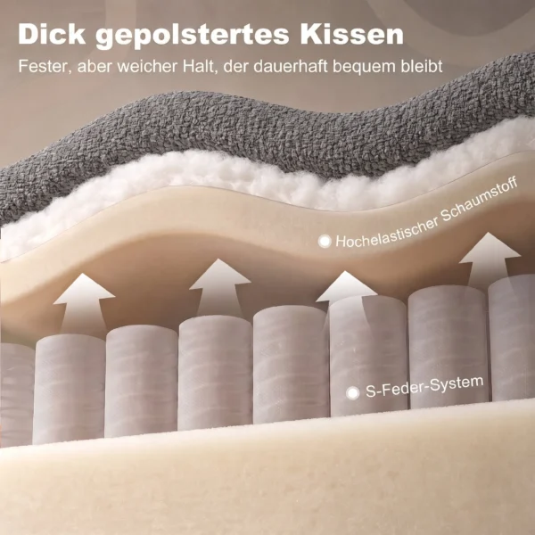 2 Sitzer Schlafsofa, 4 in 1 L förmiges Ausziehsofa Mit Verstellbarer Rückenlehne Und Seitentaschen, Grau