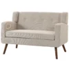 2 zits Bank Van 118 Cm Met Corduroy look, Knoopstiksels Comfortabele Moderne Gestoffeerde Bank Met Houten Poten Voor Kleine Ruimtes