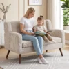 2 zits Bank Van 118 Cm Met Corduroy look, Knoopstiksels Comfortabele Moderne Gestoffeerde Bank Met Houten Poten Voor Kleine Ruimtes