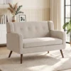 2 zits Bank Van 118 Cm Met Corduroy look, Knoopstiksels Comfortabele Moderne Gestoffeerde Bank Met Houten Poten Voor Kleine Ruimtes