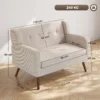 2 zits Bank Van 118 Cm Met Corduroy look, Knoopstiksels Comfortabele Moderne Gestoffeerde Bank Met Houten Poten Voor Kleine Ruimtes