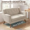 2 zits Bank Van 118 Cm Met Corduroy look, Knoopstiksels Comfortabele Moderne Gestoffeerde Bank Met Houten Poten Voor Kleine Ruimtes