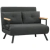 2 zits Slaapbank Met Slaapfunctie, Inclusief 2 Kussens, Sherpa look, Natuur + Donkergrijs + Zwart