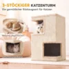 3 stöckiges Katzentonne Für Drinnen, Halbgeschlossene Katzenhöhle Mit Kratzflächen Rundum, 2 Katzenhöhlen