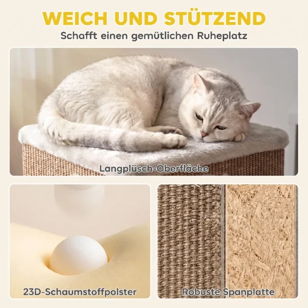 3 stöckiges Katzentonne Für Drinnen, Halbgeschlossene Katzenhöhle Mit Kratzflächen Rundum, 2 Katzenhöhlen