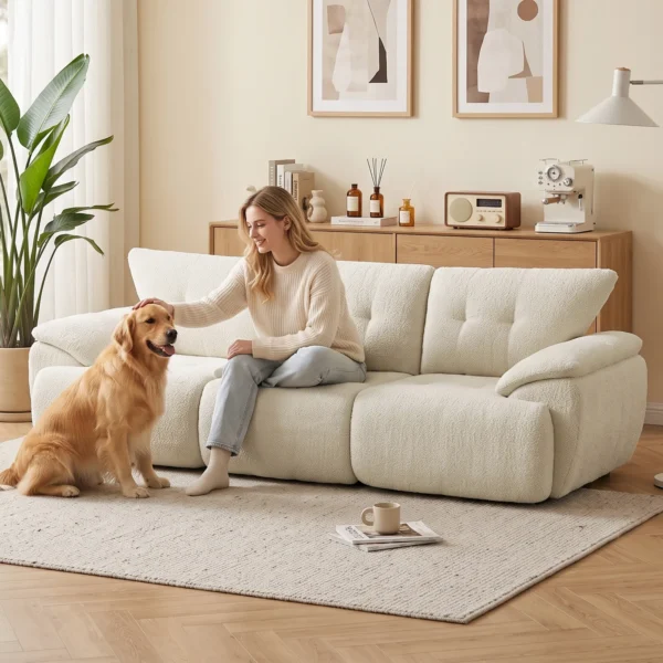 3 zitsbank, 260 Cm, Chenille, Modulaire Bank Zonder Frame Met Extra Brede, Diepe Zitting, Brede Armleuningen