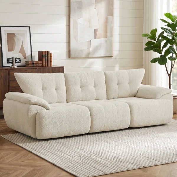 3 zitsbank, 260 Cm, Chenille, Modulaire Bank Zonder Frame Met Extra Brede, Diepe Zitting, Brede Armleuningen