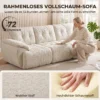 3 zitsbank, 260 Cm, Chenille, Modulaire Bank Zonder Frame Met Extra Brede, Diepe Zitting, Brede Armleuningen