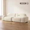 3 zitsbank, Afgerond En Zonder Frame, Met Royale Zitruimte, Dik Gestoffeerd, Geen Montage, Crèmewit