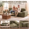 3 zitsbank, Afgerond En Zonder Frame, Met Royale Zitruimte, Dik Gestoffeerd, Geen Montage, Donkergroen
