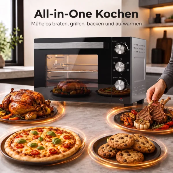 36 L Minioven Met Hetelucht, 90 230 °C Temperatuurregeling, 1500 W