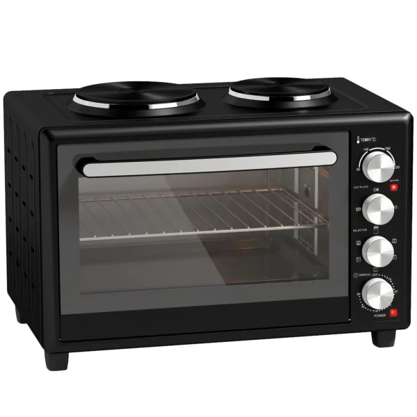 36L Mini oven Met 2 Kookplaten, Elektrische Tafeloven Met Convectie, 90–230 °C
