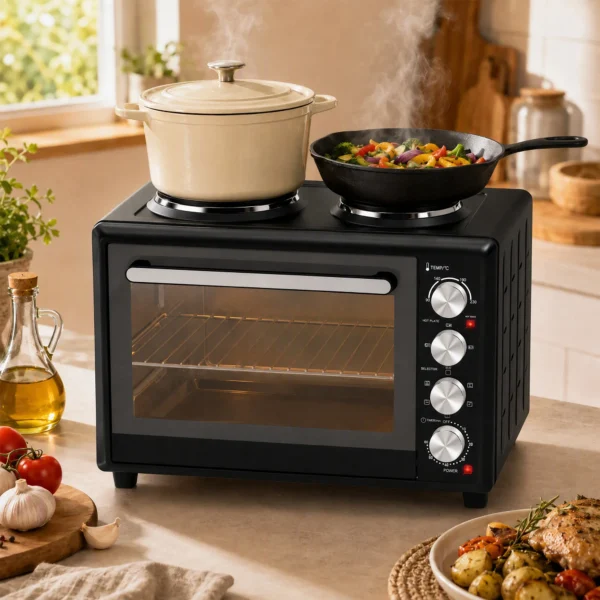 36L Mini oven Met 2 Kookplaten, Elektrische Tafeloven Met Convectie, 90–230 °C