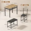 4 teiliges Essgruppen Set, Industrieller Küchentisch Mit 2 Stühlen Und Bank Für 4 Personen, Gepolsterte PU Leder Sitze, Braun