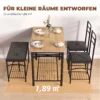 4 teiliges Essgruppen Set, Industrieller Küchentisch Mit 2 Stühlen Und Bank Für 4 Personen, Gepolsterte PU Leder Sitze, Braun