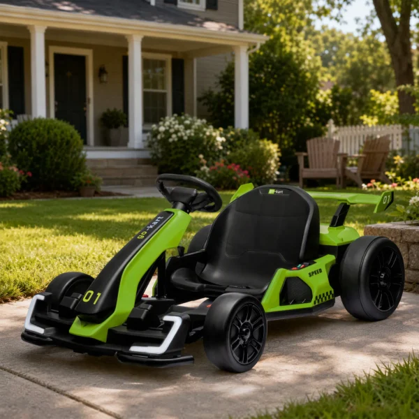 4 V Elektrische Go Kart Voor Kinderen Tot 12 Km/u Go kart Met Drift Functie, 2 Motoren Verstelbare Stoel Zachte Start