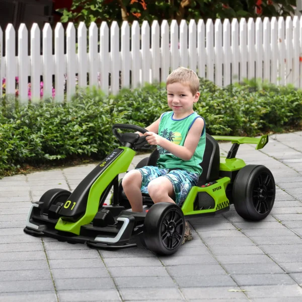 4 V Elektrische Go Kart Voor Kinderen Tot 12 Km/u Go kart Met Drift Functie, 2 Motoren Verstelbare Stoel Zachte Start
