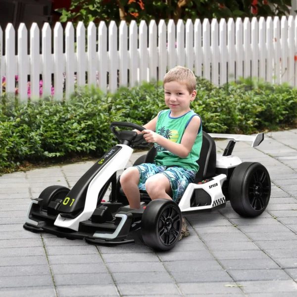 4 V Elektrische Go Kart Voor Kinderen Tot 12 Km/u Go kart Met Drift Functie, 2 Motoren Verstelbare Stoel Zachte Start