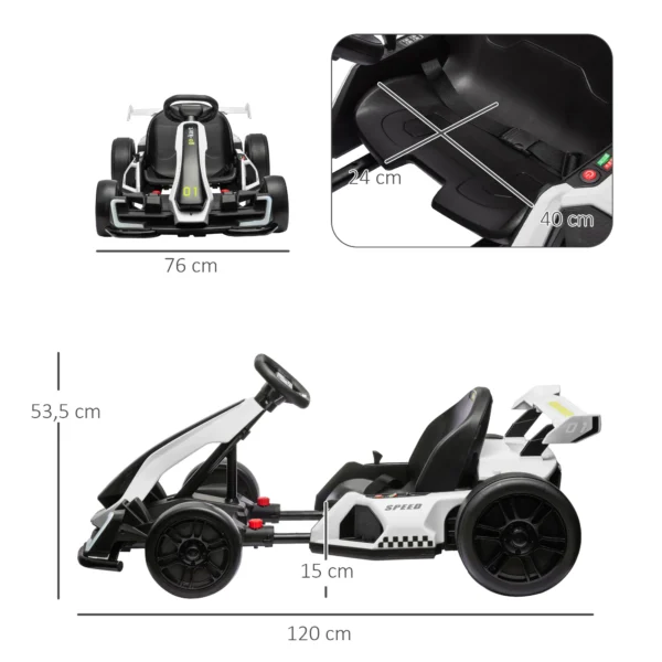 4 V Elektrische Go Kart Voor Kinderen Tot 12 Km/u Go kart Met Drift Functie, 2 Motoren Verstelbare Stoel Zachte Start
