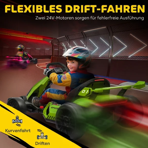 4 V Elektrische Go Kart Voor Kinderen Tot 12 Km/u Go kart Met Drift Functie, 2 Motoren Verstelbare Stoel Zachte Start