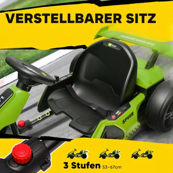 4 V Elektrische Go Kart Voor Kinderen Tot 12 Km/u Go kart Met Drift Functie, 2 Motoren Verstelbare Stoel Zachte Start