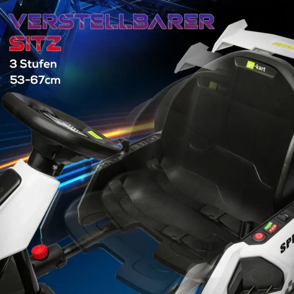 4 V Elektrische Go Kart Voor Kinderen Tot 12 Km/u Go kart Met Drift Functie, 2 Motoren Verstelbare Stoel Zachte Start