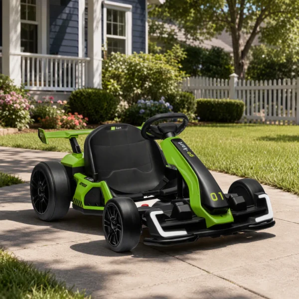 4 V Elektrische Go Kart Voor Kinderen Tot 12 Km/u Go kart Met Drift Functie, 2 Motoren Verstelbare Stoel Zachte Start
