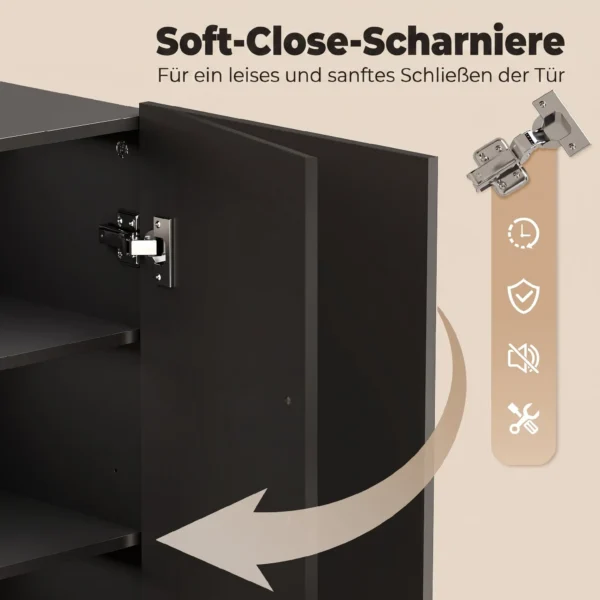 5 stufiger Schuhschrank Für 20 Paar Schuhe, Verstellbare Regale, Für Eingangsbereich, Flur, Schwarz